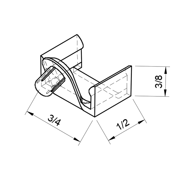 Andersen window grille clip reproduction. Original Model Number: W8713 Clip Dimensions: 3/4W x 1/2L x 3/8H